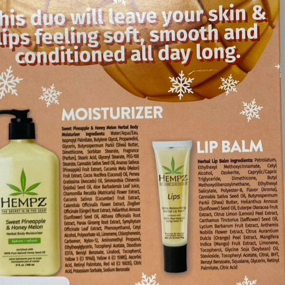 HEMPZ Sweet Pineapple Honey Melon Gift Set Limited Edition Body Lotion Lip Balm